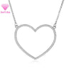 Simple Trendy Big Heart Pendant Necklace Women Gold Silvery Lovely Valentine Gift Statement Necklaces Crystal Jewelry