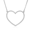 Simple Trendy Big Heart Pendant Necklace Women Gold Silvery Lovely Valentine Gift Statement Necklaces Crystal Jewelry