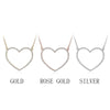 Simple Trendy Big Heart Pendant Necklace Women Gold Silvery Lovely Valentine Gift Statement Necklaces Crystal Jewelry
