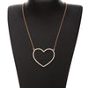 Simple Trendy Big Heart Pendant Necklace Women Gold Silvery Lovely Valentine Gift Statement Necklaces Crystal Jewelry
