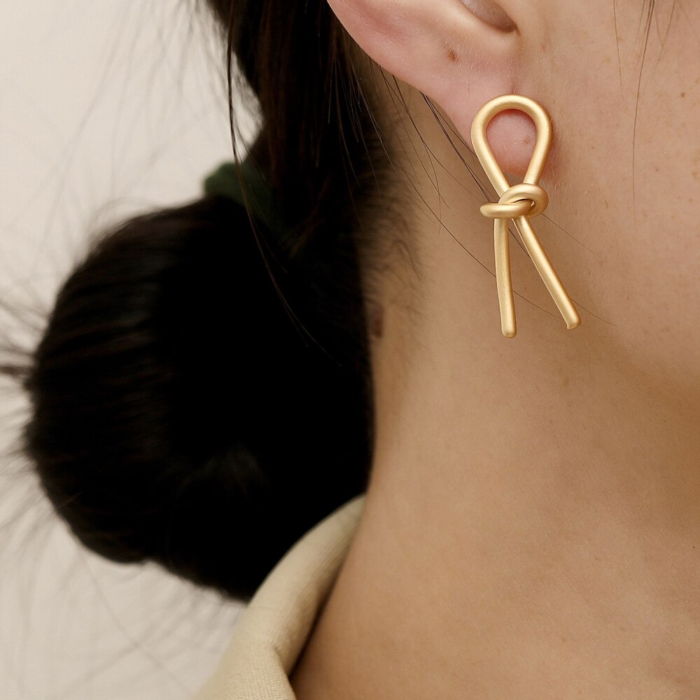 Simple Trendy Gold Silver Color Copper Studs Earring for Women Party Female Charm Gift Piercing Earrings Jewelry New