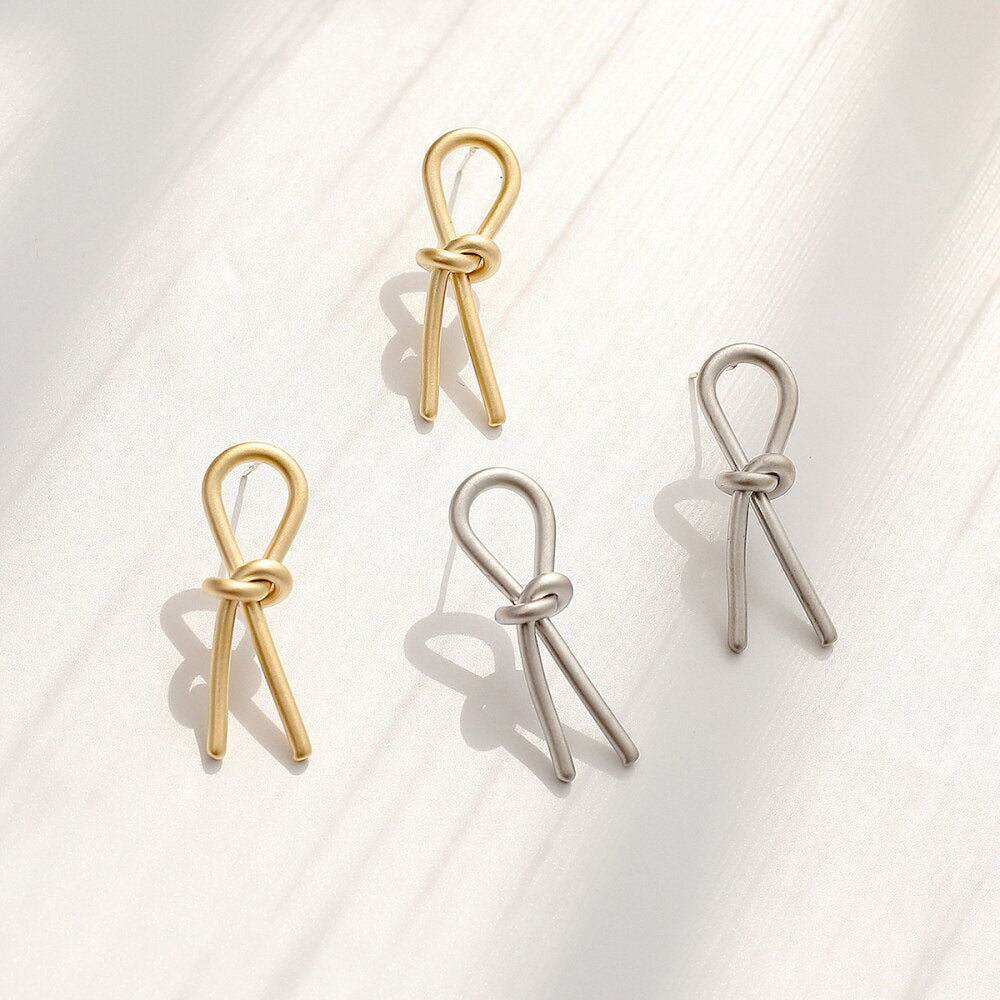 Simple Trendy Gold Silver Color Copper Studs Earring for Women Party Female Charm Gift Piercing Earrings Jewelry New