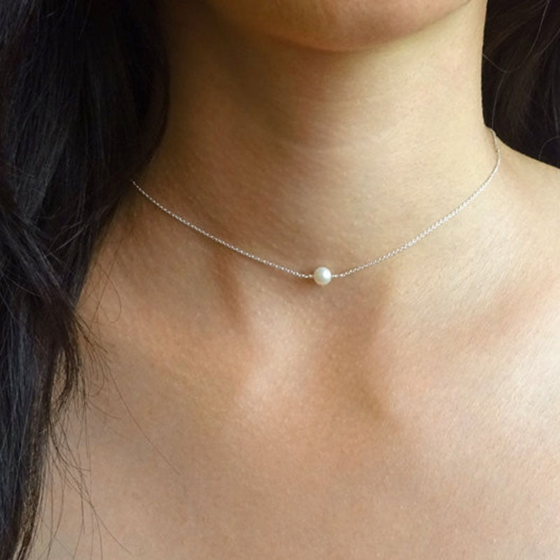 Simple Vintage Style Small Cross Charm Choker Necklace for Women Geometric Heart Pearl Chocker Jewelry Lovers Necklace YN365