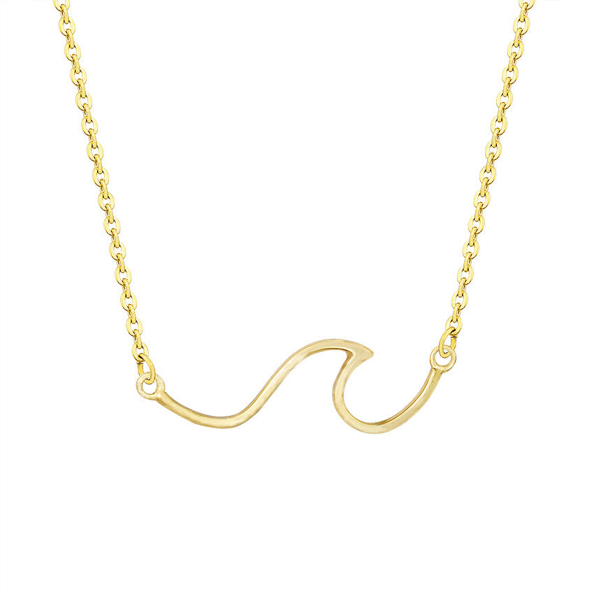 Simple Wave Pendants Necklaces Women's Fashion Minima Jewelry Stainless Steel Beach Party Gift Necklace Collier Bijoux Femme