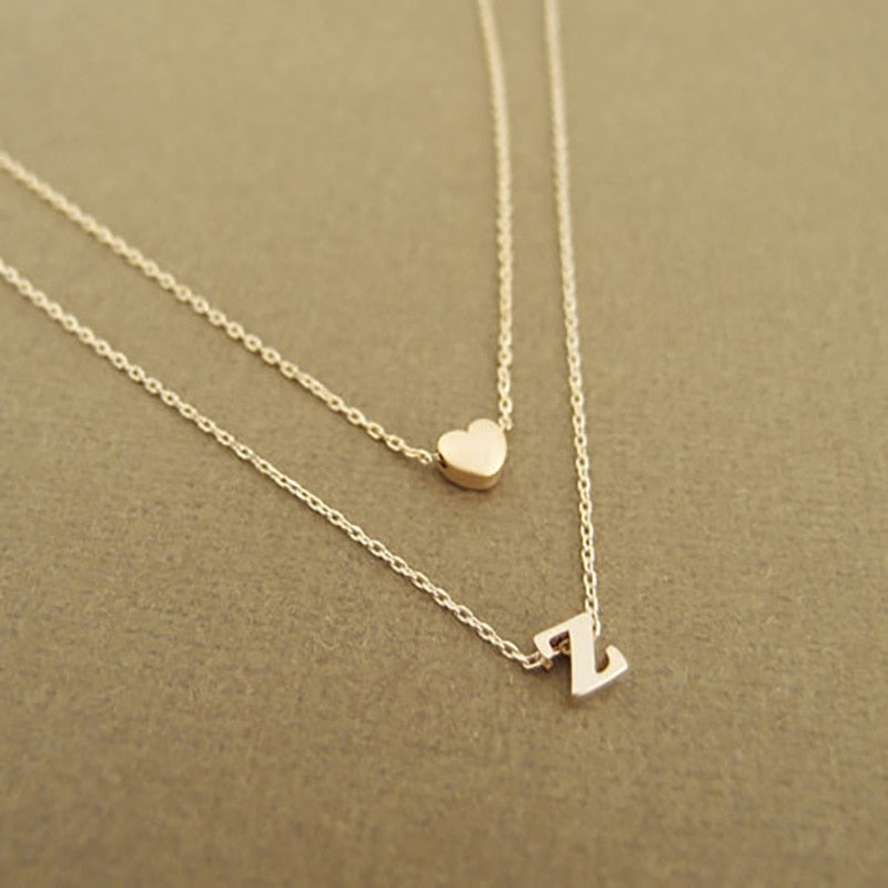 Simple and thin small heart pendant necklace For Women Personality initial letter necklace Charm name Jewelry Gift Accessory