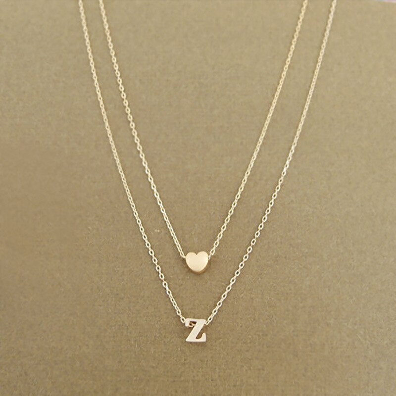 Simple and thin small heart pendant necklace For Women Personality initial letter necklace Charm name Jewelry Gift Accessory