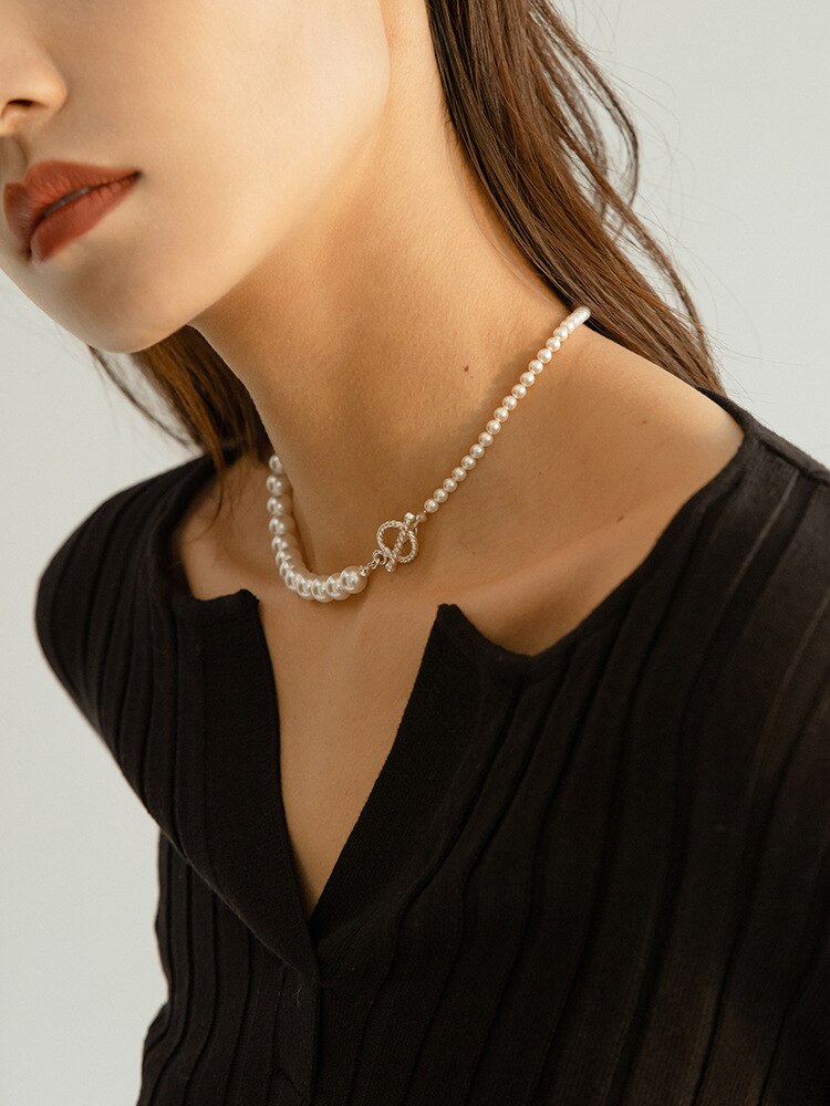Simple brand gradient woman elegant temperament artificial pearl collarbone chain Chocker choker necklace
