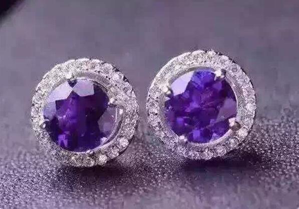 Simple design amethyst stud earrings solid 925 sterling silver natural 5mm*5mm amethyst round 925 silver earrings