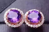 Simple design amethyst stud earrings solid 925 sterling silver natural 5mm*5mm amethyst round 925 silver earrings