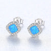Simple rectangle CZ Stud Earrings Green Blue Opal 925 Silver Earrings for Women 3 Color Classic Fashion Jewelry Style Gift