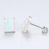 Simple rectangle Stud Earrings Blue Opal 925 Silver Earrings for Women 3 Color Classic Fashion Jewelry Style Gift
