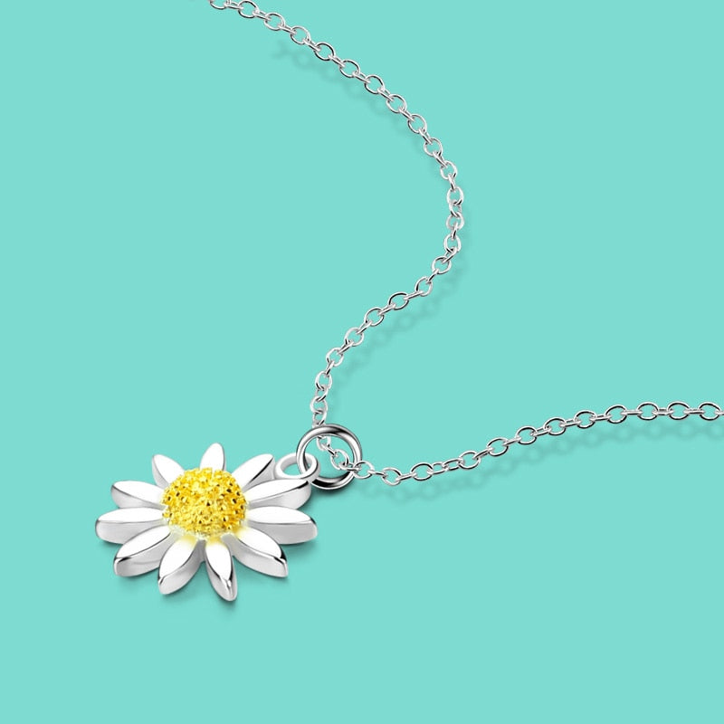 Simple style Female 925 sterling silver necklaces daisy pendant necklace solid silver clavicle necklace lady's charm jewelry
