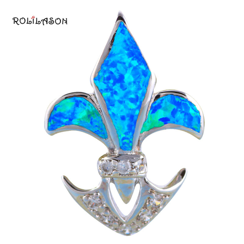 Simple temperament 925 silver blue fire opal necklace pendant anniversary gift jewelry SP82