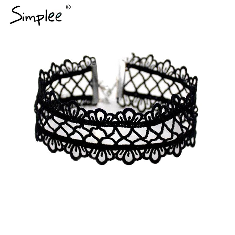 Hollow out lace black choker women clothing accessories Short punk vintage chain necklace Flower fine jewelry necklace