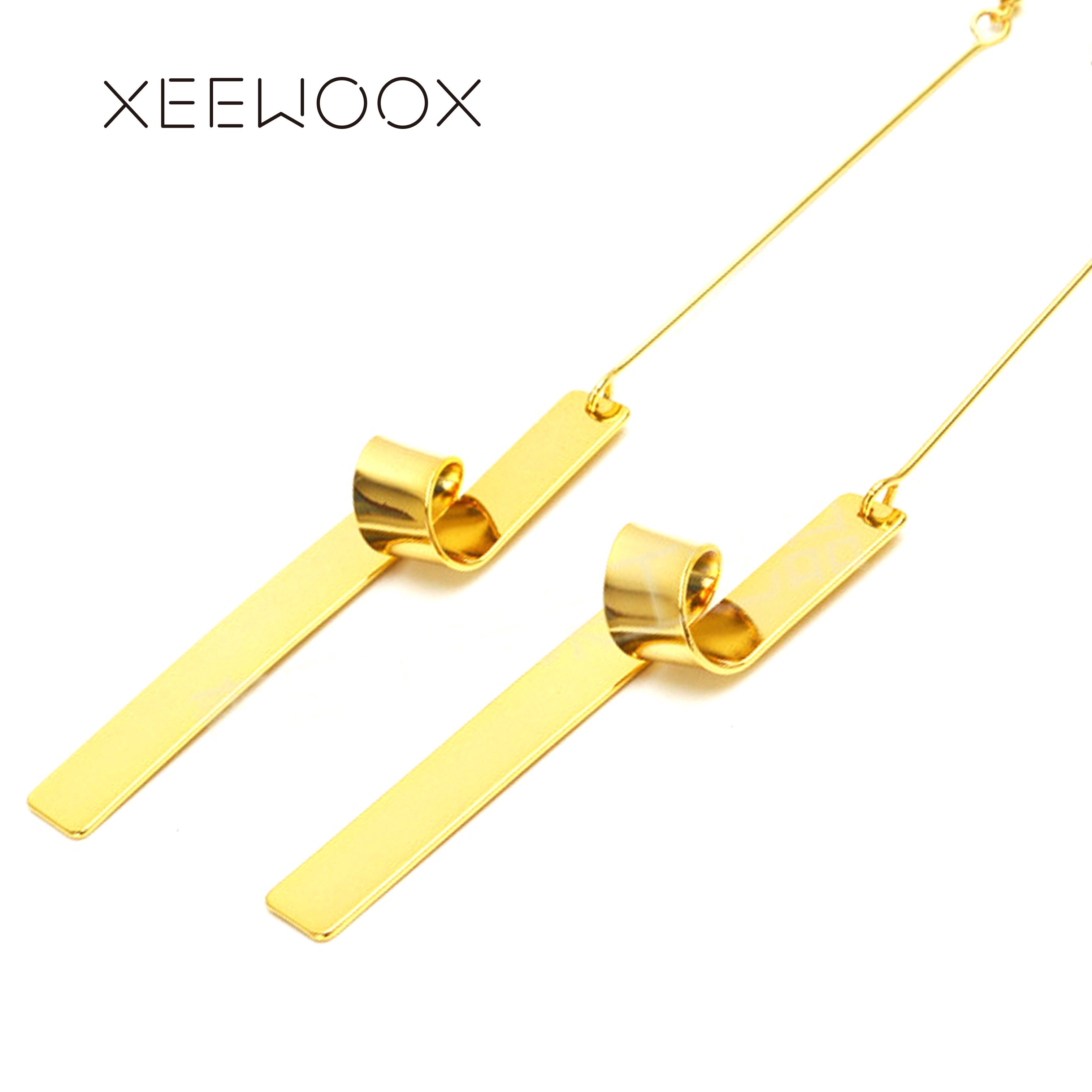 Simplicity Long Origami Earring Statement Earring 14k Yellow Designer Creative Gift