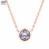 Simply Small Round 1 carat Cubic Zirconia Rose Gold Color Pendant Necklace Jewelery for Women and Girls N388 N453 N454