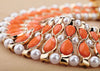 Simulated Pearl Orange Waterdrop Wide Chunky Big Statement Necklace Perfume Women Party Necklace  Jewelry Christmas Gift