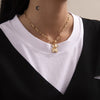 Single Layer Cross Chain Bear Pendant Gold Metal Dangle Necklace for Women