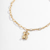 Single Layer Cross Chain Bear Pendant Gold Metal Dangle Necklace for Women