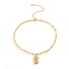 Single Layer Cross Chain Bear Pendant Gold Metal Dangle Necklace for Women