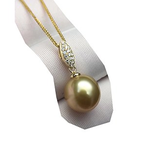 12mm southsea golden pearl pendant inl Real high luster diamonds 18K Au750 fine jewelry necklace for women ladies Hot