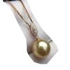 12mm southsea golden pearl pendant inl Real high luster diamonds 18K Au750 fine jewelry necklace for women ladies Hot