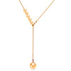 18k Gold unique Innovation version Y necklace threaded up 5 pcs round pearl and 1 pearl pendant Multiple ways of wearing