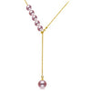 18k Gold unique Innovation version Y necklace threaded up 5 pcs round pearl and 1 pearl pendant Multiple ways of wearing
