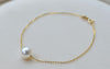 18k gold Chain Bracelets Anklets with 7.5-8mm natural round pearl for women girl Mum lover length 15.5cm to 18cm optional