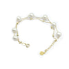 18k gold Chain bracelets strand natural pearls gold beads for women girls Mom lover length 16+2cm can adjustable
