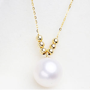 18k gold choker necklace with 7.5-10mm natural Round pearls and 3mm gold beads Au750 gold chain length 45cm for women