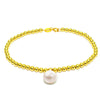 3mm18k gold beads strand bracelet for women girls Mum lover length 16+2cm can adjustable Round pearl diameter 8.5mm