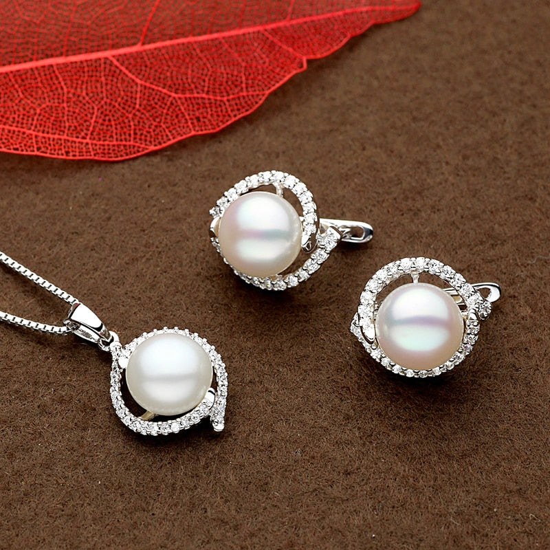 9-11mm natural pearls silver earring pendant necklace or jewelry set optional for women mother in 925 sterling silver