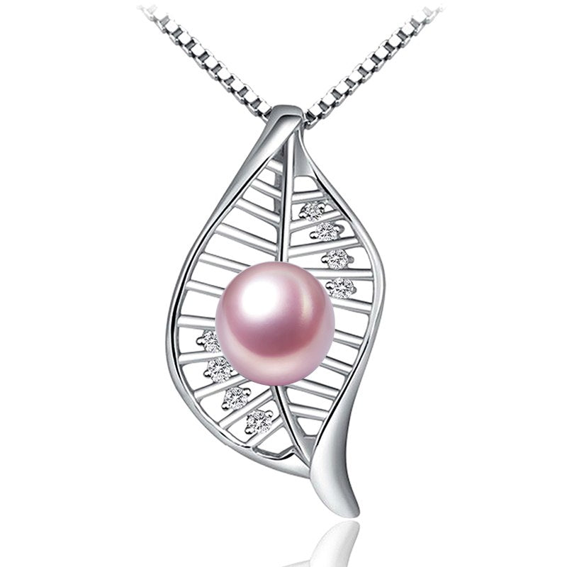 925 Pure Sliver Necklace high luster Pearl pendant chokers for women girls leaf dew drop design 2020 News and Hot jewelry