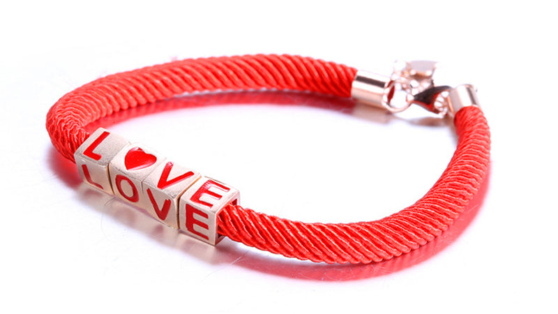 925 Sterling Silver Red Rope Lucky Bracelets Anklets for lovers girls rose gold plated length 17.5cm+2.5 extend chain