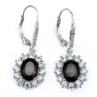 925 Sterling silver drop earring with Blue red white black Sapphire CZ Crystal Brincos fine jewelry for women lover gift