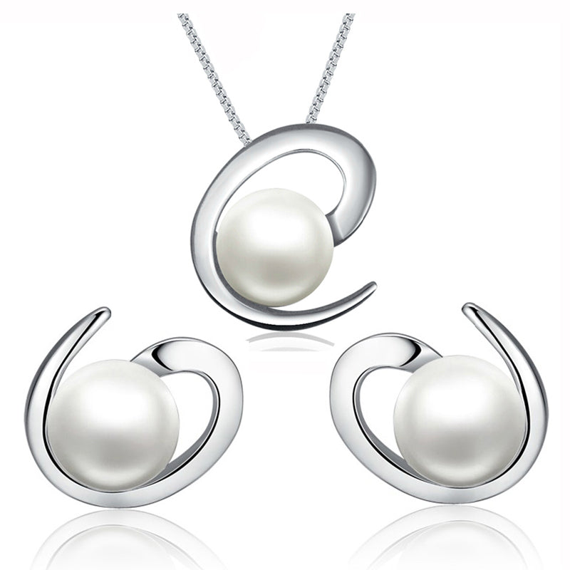 925 sterling silver fine jewelry set include natural pearls earring and pendant necklace choker for women gift