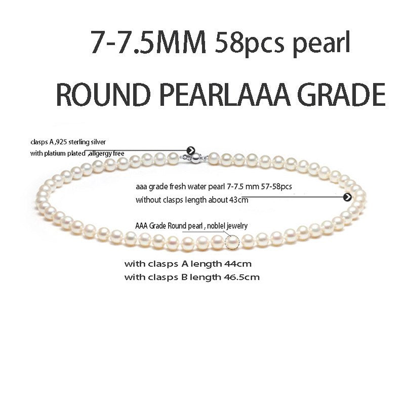 AAA grade Round pearl beads necklace 18inch 46cm 7-10mm big pearl nobel jewelry high luster for women