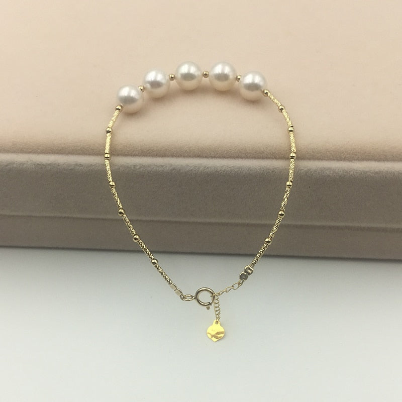 Au750 18k gold bangles with high luster Akoya 8-8.5mm pearls bracelet for women girls Mom fashion design best gift 2020