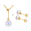 Classical AU750 18k gold pearl earring necklace fine jewelry set for women girls lover with natural perfect round pearls