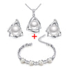 Hot Sale Fine Silver Pearls jewelry Set for women Include pendant necklace earring and bracelet gift to mother lover