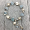 Natural Aquamarine Bracelet in 925 sterling silver blue crystal elastic bangles for Lover women ladies Mum best gift 2020