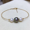 Natural tahitian pearls 18k gold bangles braclets for women girl Mum the pearls can moving bangles size can adjustable