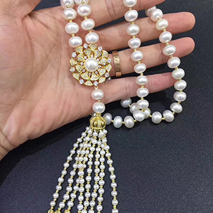 Tassels fashion Sweater chain Natural pearls Strand long necklace for Women Mum lover gold or white gold color optional