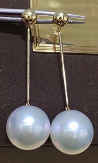 Very High luster 13-14mm Edison pearls Drop long chain earring in 14k gold for women Mum girls lover festival gift best