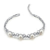 cute Natural Pearls bracelets in 925 sterling silver for women lover girls inl dazzling luster cubic zirconia stone 2020
