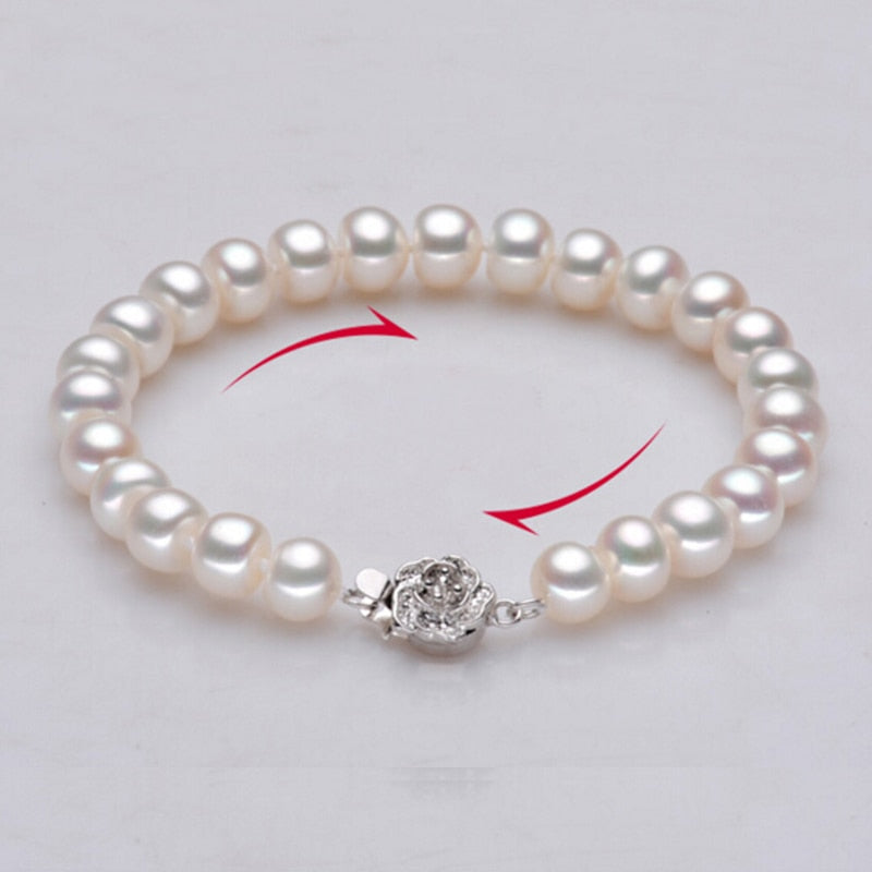 pearls strand bracelets for women with high luster natural pearl 9-10mm   fine pearl jewelry