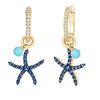 starfish design dangle earrings in Sterling silver setting blue CZ or white tourmaline add turquoise dangles