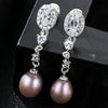 925 Sterling Silver elegant natural pearl waterdrop party Earrings cubic zircon bridal dangle earring fine earrings