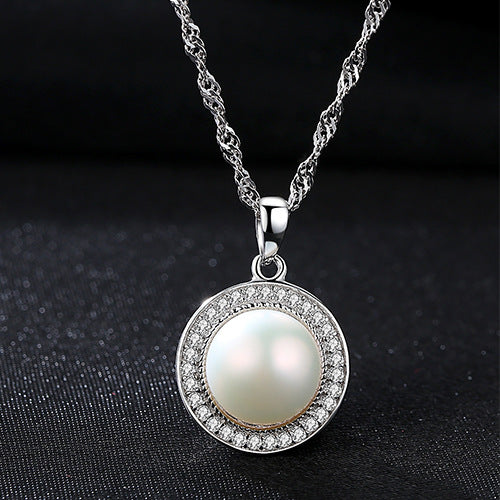 Original design natural fresh Pearl vintage flower pendant necklaces Silver trendy pearl chokers Necklace jewelry gift